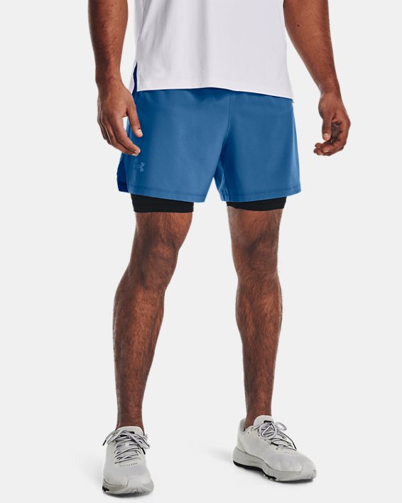 Men's UA Iso-Chill Run 2-in-1 Shorts, Blue, pdpMainDesktop image number 0